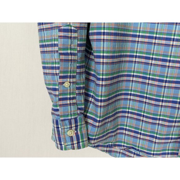 Ralph Lauren cotton Plaid mens long‎ sleeve cotton button front blue shirt XL - Picture 5 of 9